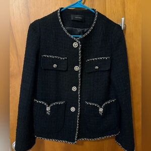 Black Tweed Jacket with Silver Accents